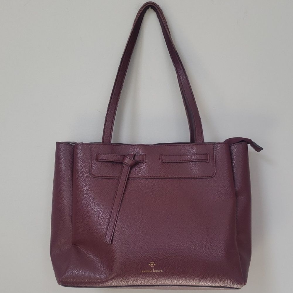 Nanette Lepore Purple Plum Mulberry Pebbled Tote Bag Large